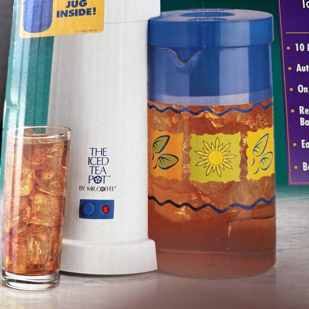 RARE Mr Coffee 2 Quart Iced Tea Maker Sunflower Design w/Bonus Coleman Thermos - Picture 2 of 10